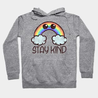 "Stay Kind" with vintage, cute, smiling rainbow Hoodie